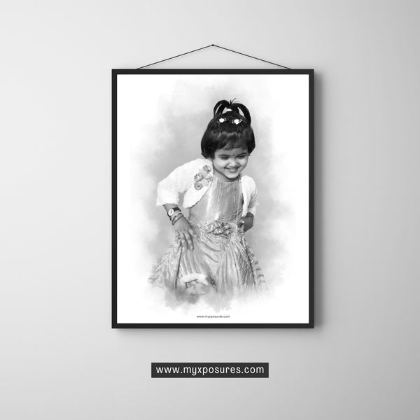 Custom Black and White Digital Portrait – Personalized Photo to Sketch Gift | Your Memories, Framed in Timeless Style