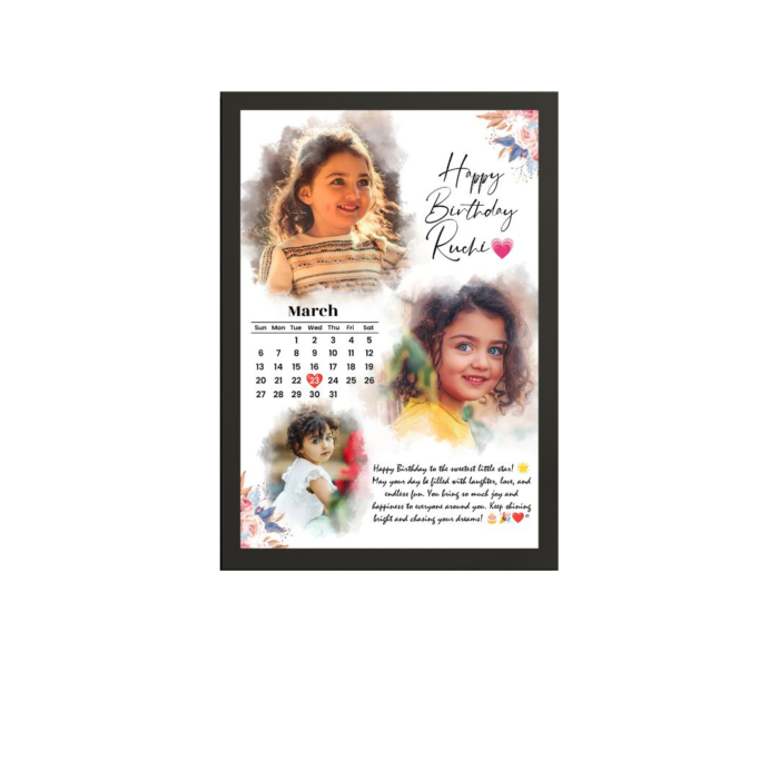 Customized birthday photo frame by MyXposure featuring a personalized design and space for a cherished photo.