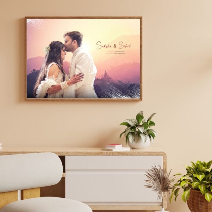 MyXposure digital painting photo frame showcasing a vibrant, personalized poster with a modern design.